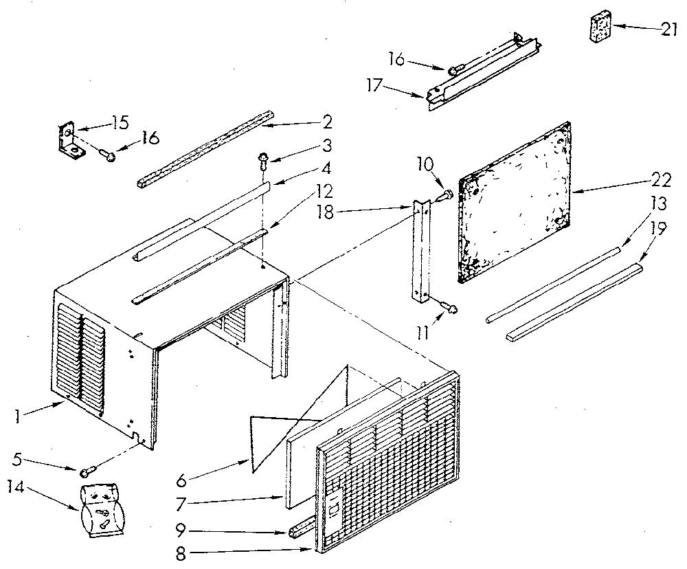 Cabinet Diagram and Parts List for 1068750511-AC  Kenmore Air Conditioner