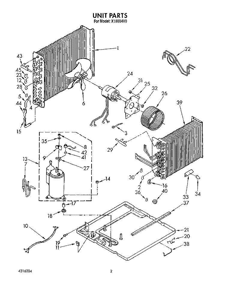 UNIT, LITERATURE Diagram and Parts List for X18004V0  Roper Air Conditioner