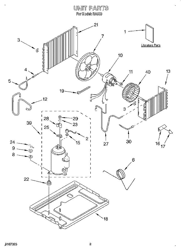 UNIT, LITERATURE Diagram and Parts List for RA510  Whirlpool Air Conditioner