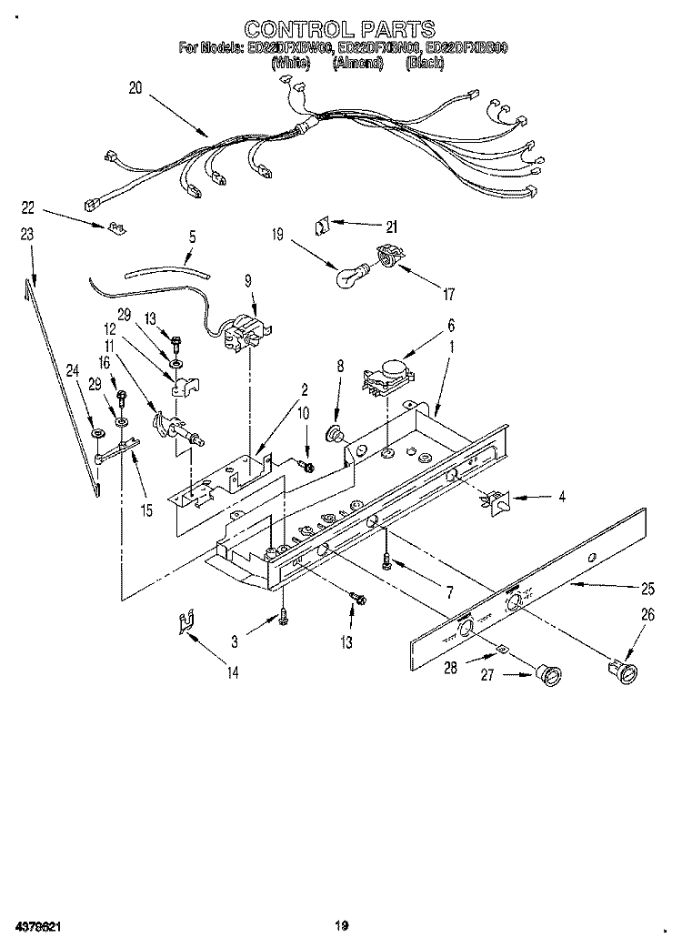 CONTROL, LIT/OPTIONAL Diagram and Parts List for ED22DFXBB00  Whirlpool Refrigerator