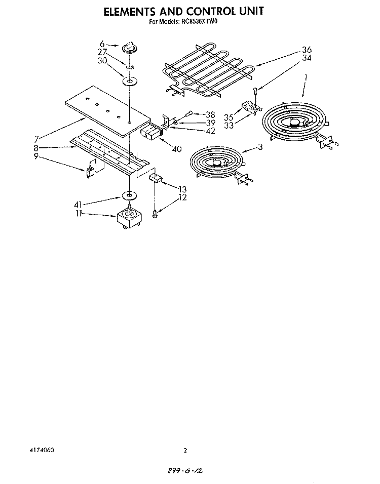 SECTION Diagram and Parts List for RC8536XTH0  Whirlpool Cooktop