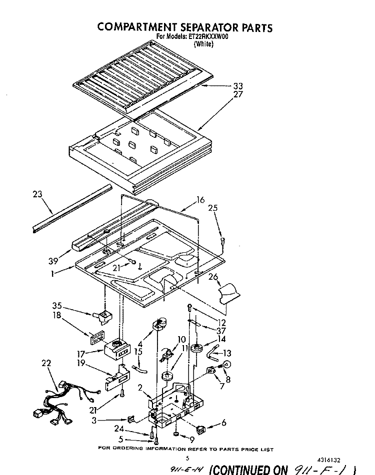 COMPARTMENT SEPARATOR Diagram and Parts List for ET22RKXXW00  Whirlpool Refrigerator