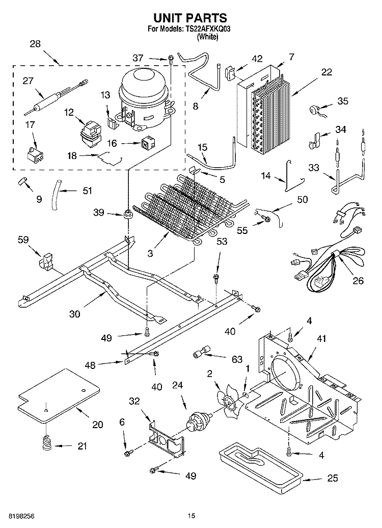 UNIT Diagram and Parts List for TS22AFXKQ03  Estate Refrigerator