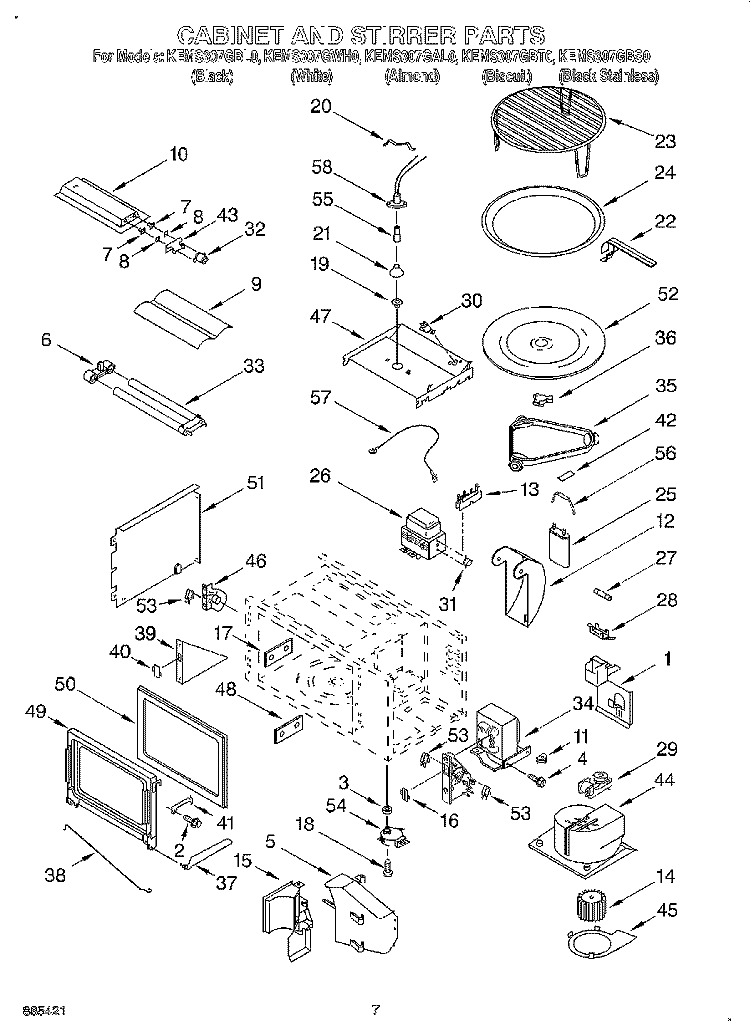 CABINET AND STIRRER Diagram and Parts List for KEMS307GBS0  KitchenAid Microwave Oven Combo