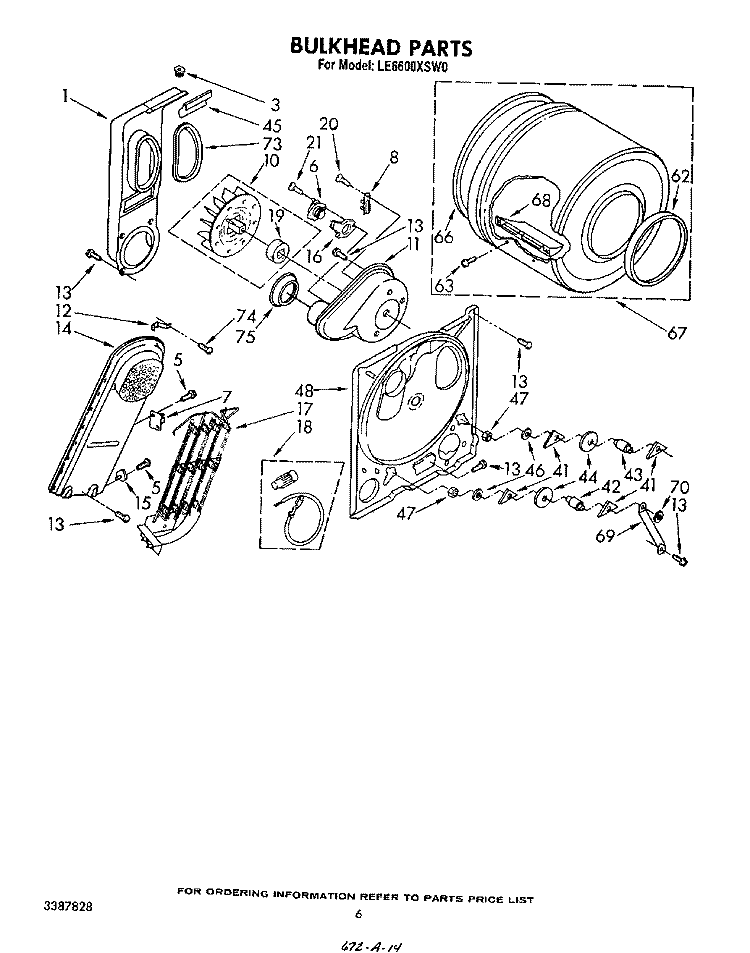 SECTION Diagram and Parts List for LE6600XSW0  Whirlpool Dryer