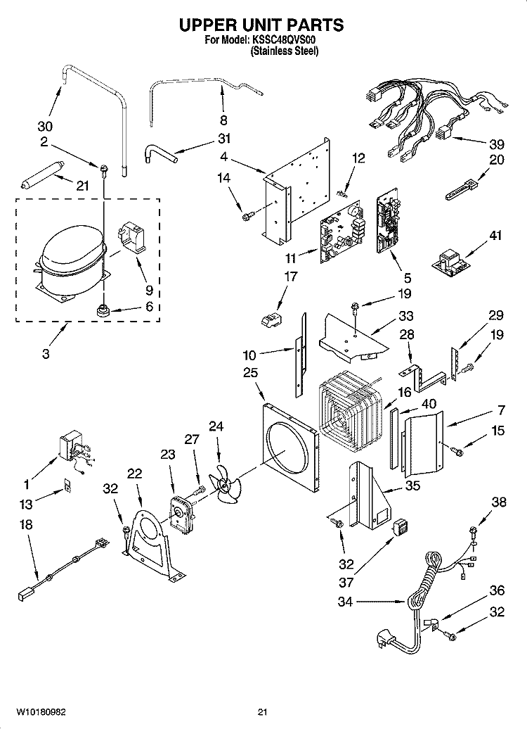 UPPER UNIT PARTS Diagram and Parts List for KSSC48QVS00  KitchenAid Refrigerator
