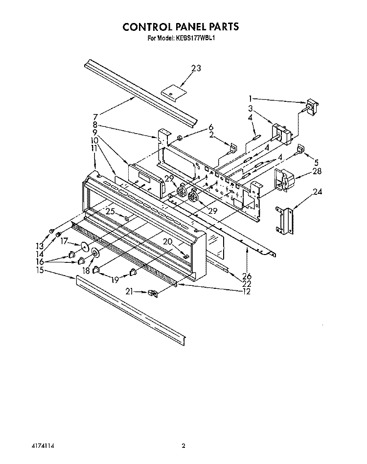 CONTROL PANEL, LIT/OPTIONAL Diagram and Parts List for KEBS177WBL1  KitchenAid Wall Oven