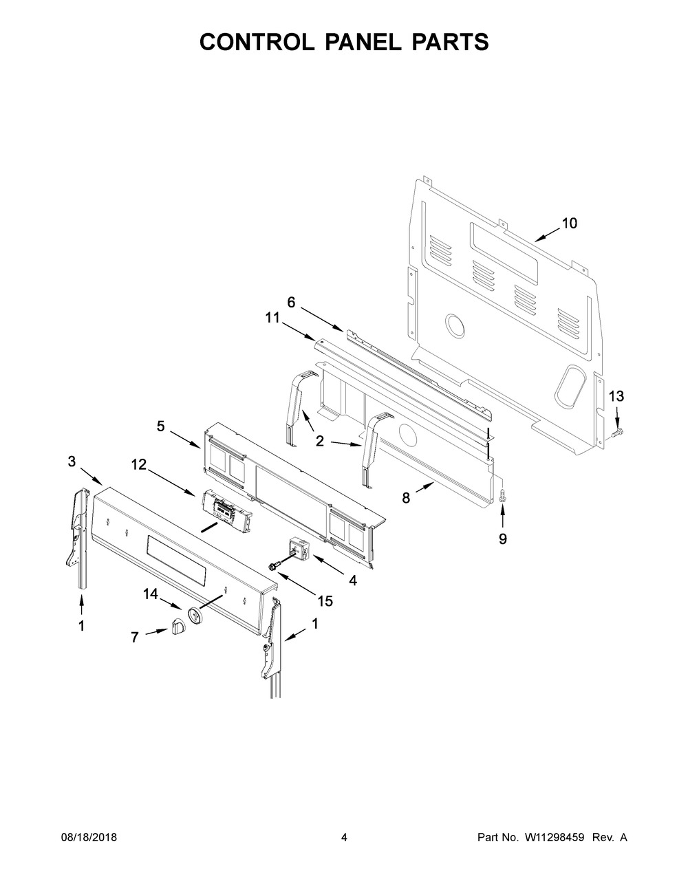 Control Panel Parts Diagram and Parts List for WFE775H0HV1  Whirlpool Range