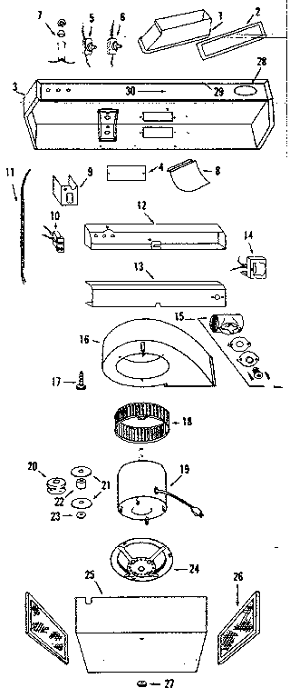 Kenmore Range Hood With Blower Diagram and Parts List for 1559300  Kenmore Range Hood