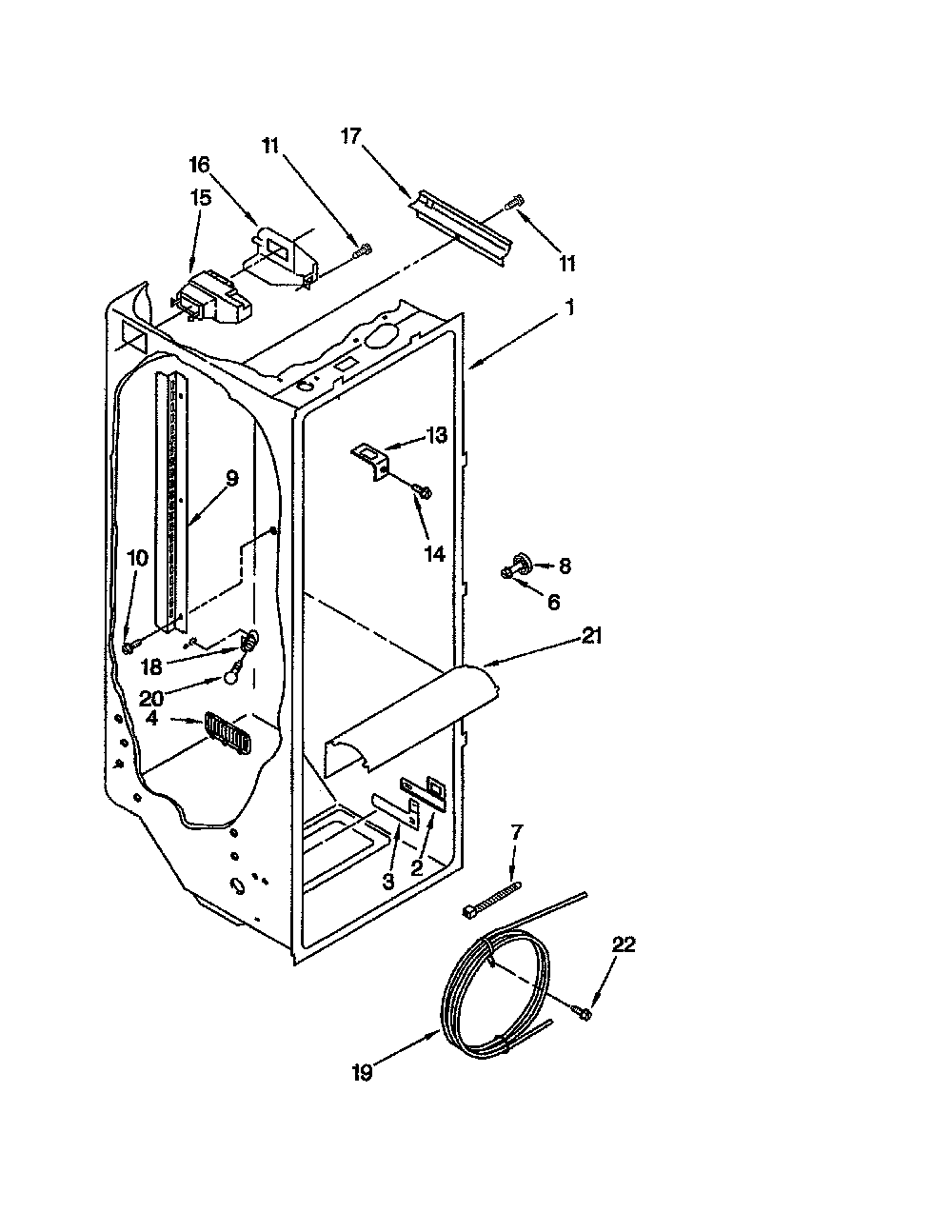 Refrigerator liner Diagram and Parts List for 10652242102  Kenmore Refrigerator