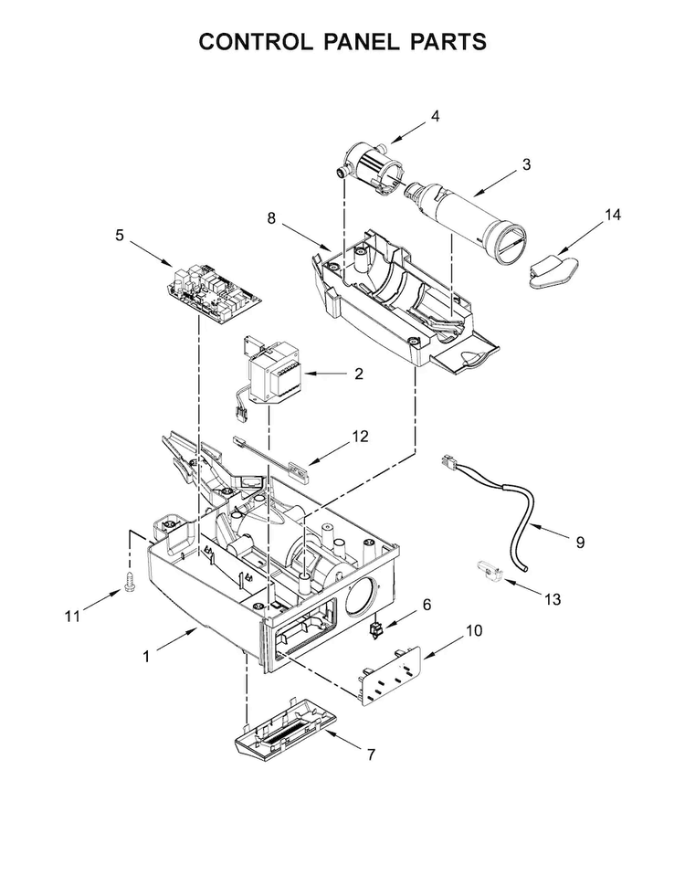Control Panel Parts Diagram and Parts List for 10689593101  Kenmore Ice Maker