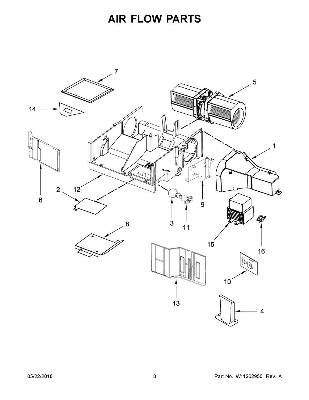 Air Flow Parts Diagram and Parts List for IMH172FS2  Whirlpool Microwave
