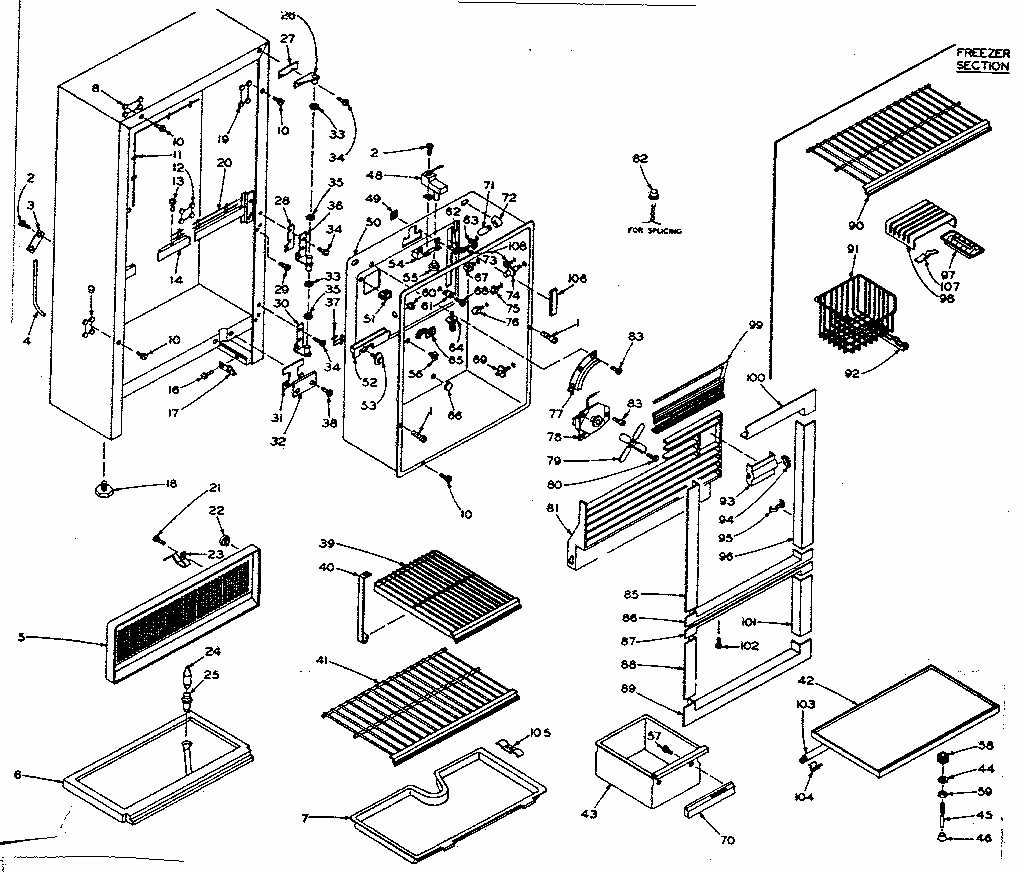 Cabinet Parts Diagram and Parts List for 106T14FL  Kenmore Refrigerator