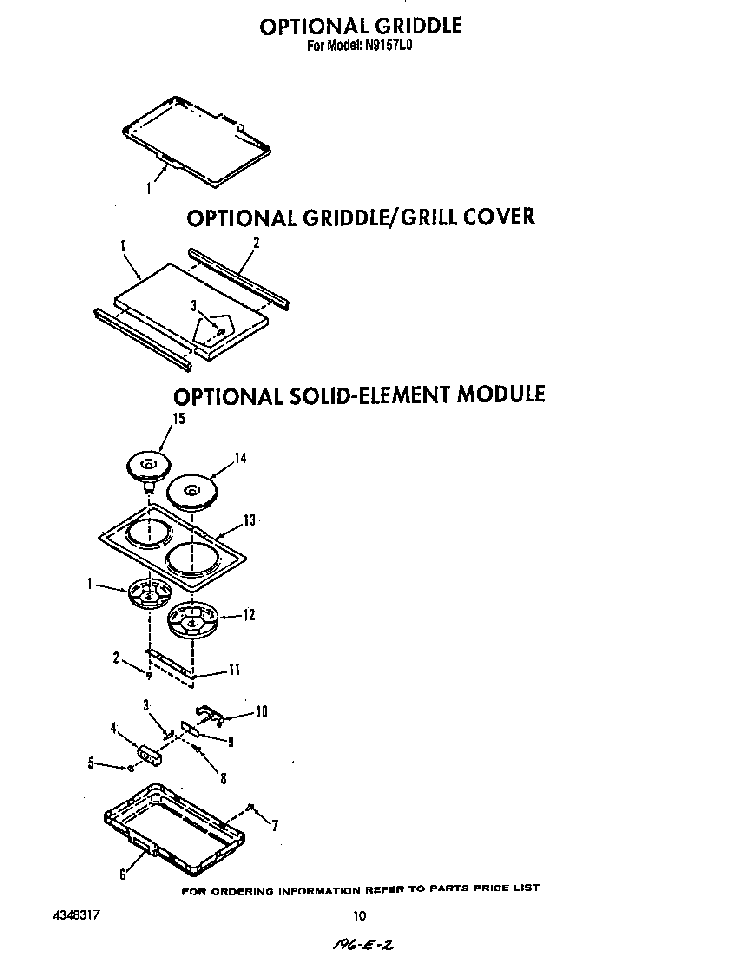 ^griddle Diagram and Parts List for N9157*0  Roper Range