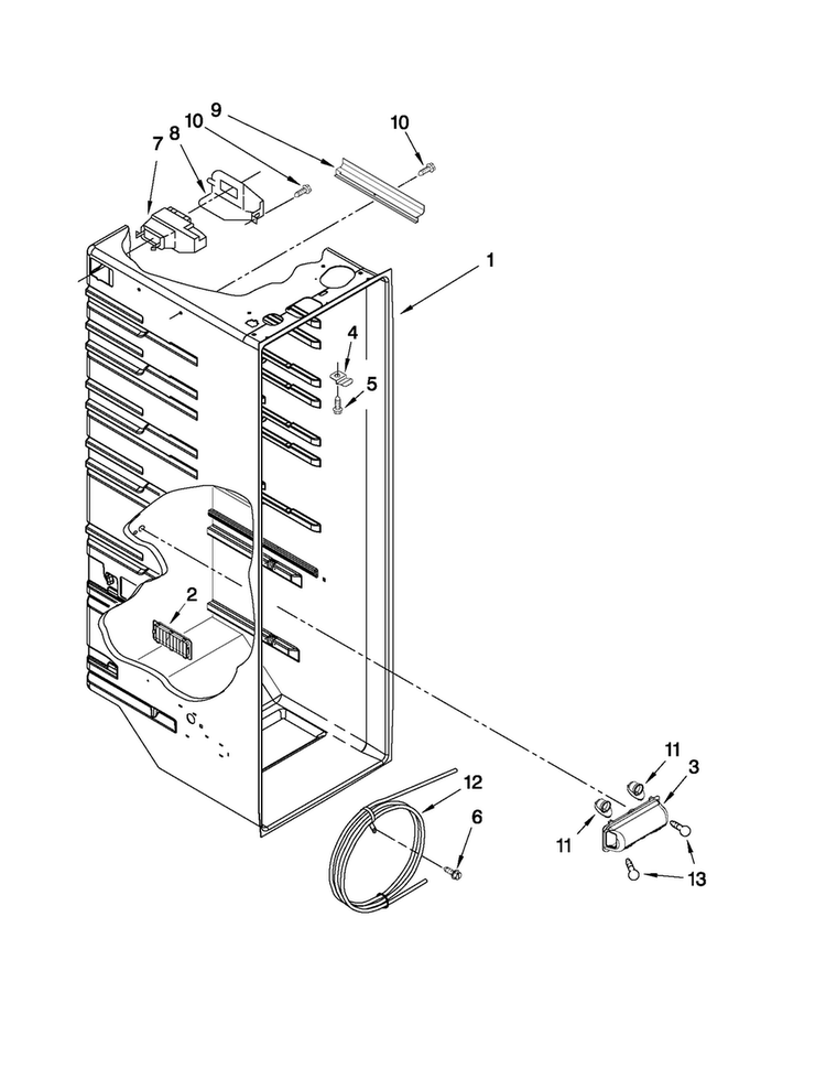 Refrigerator Liner Parts Diagram and Parts List for 10650343011  Kenmore Refrigerator