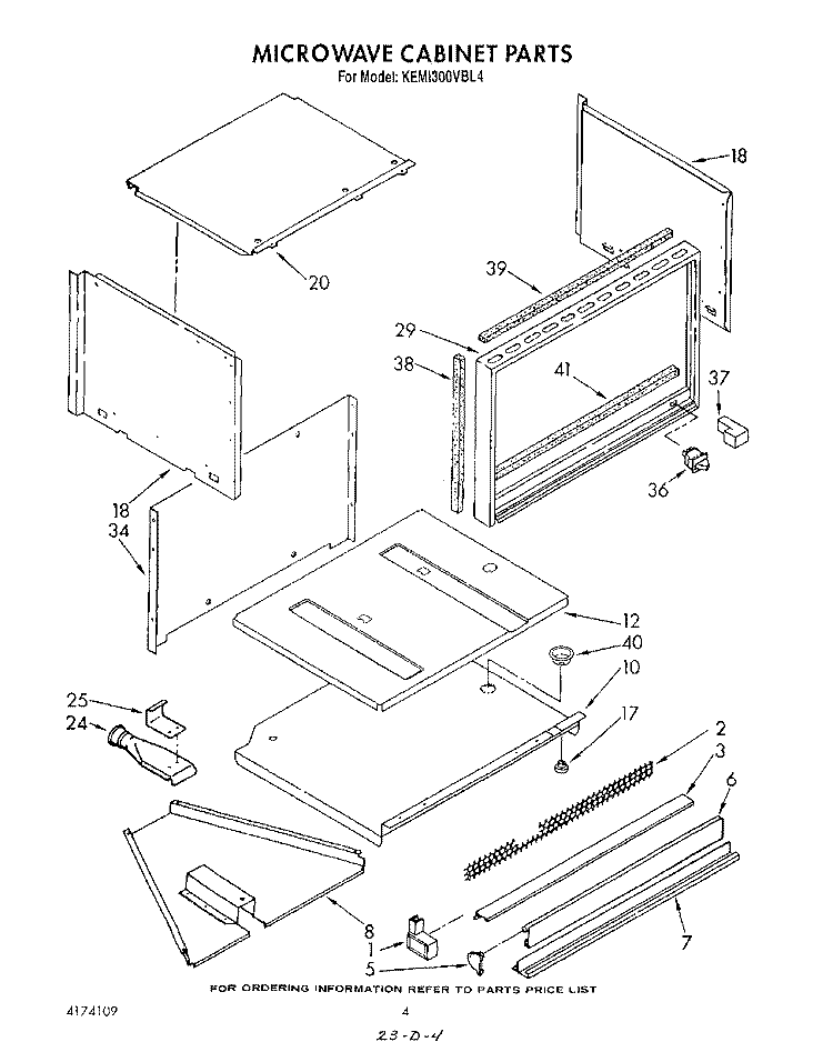 MICROWAVE CABINET Diagram and Parts List for KEMI300VBL4  KitchenAid Microwave Oven Combo