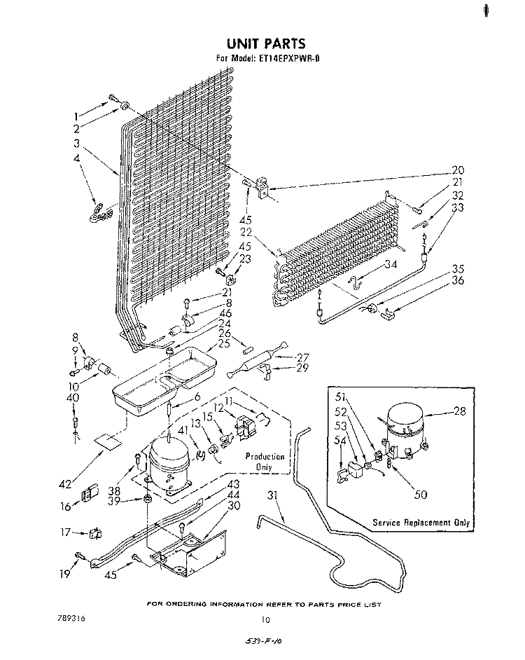 UNIT Diagram and Parts List for ET14EPXPWR0  Whirlpool Refrigerator