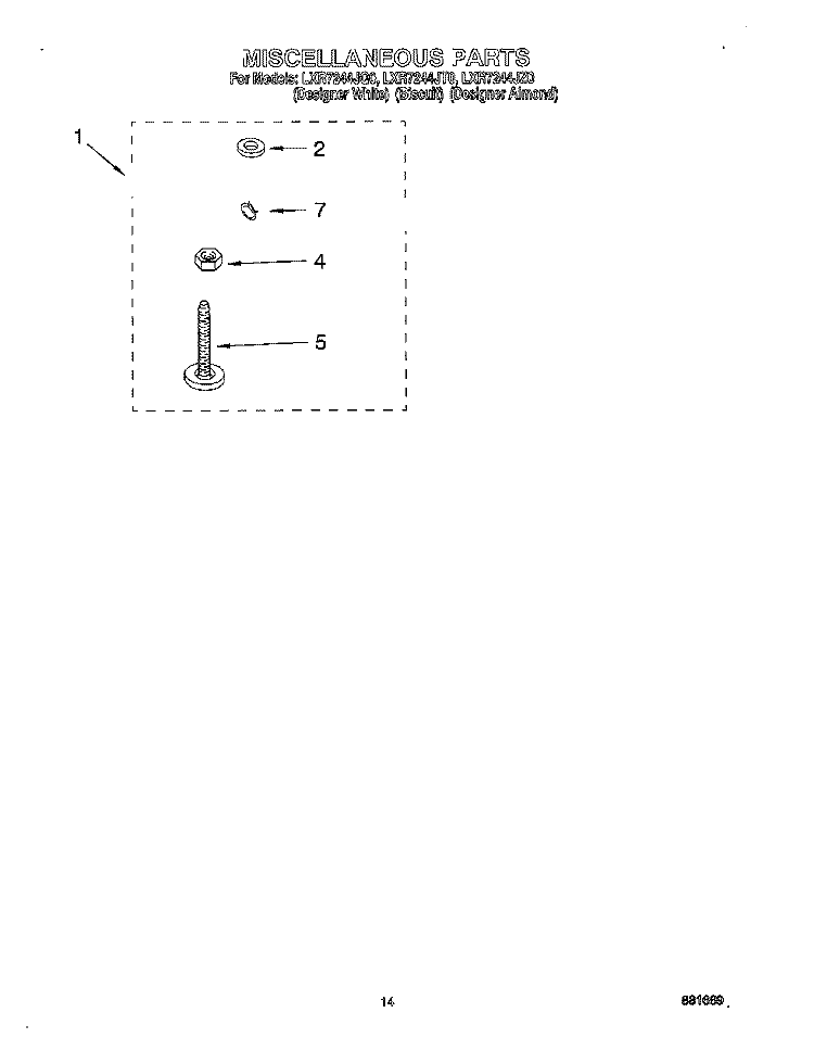 MISCELLANEOUS, OPTIONAL Diagram and Parts List for LXR7244JQ0  Whirlpool Washer
