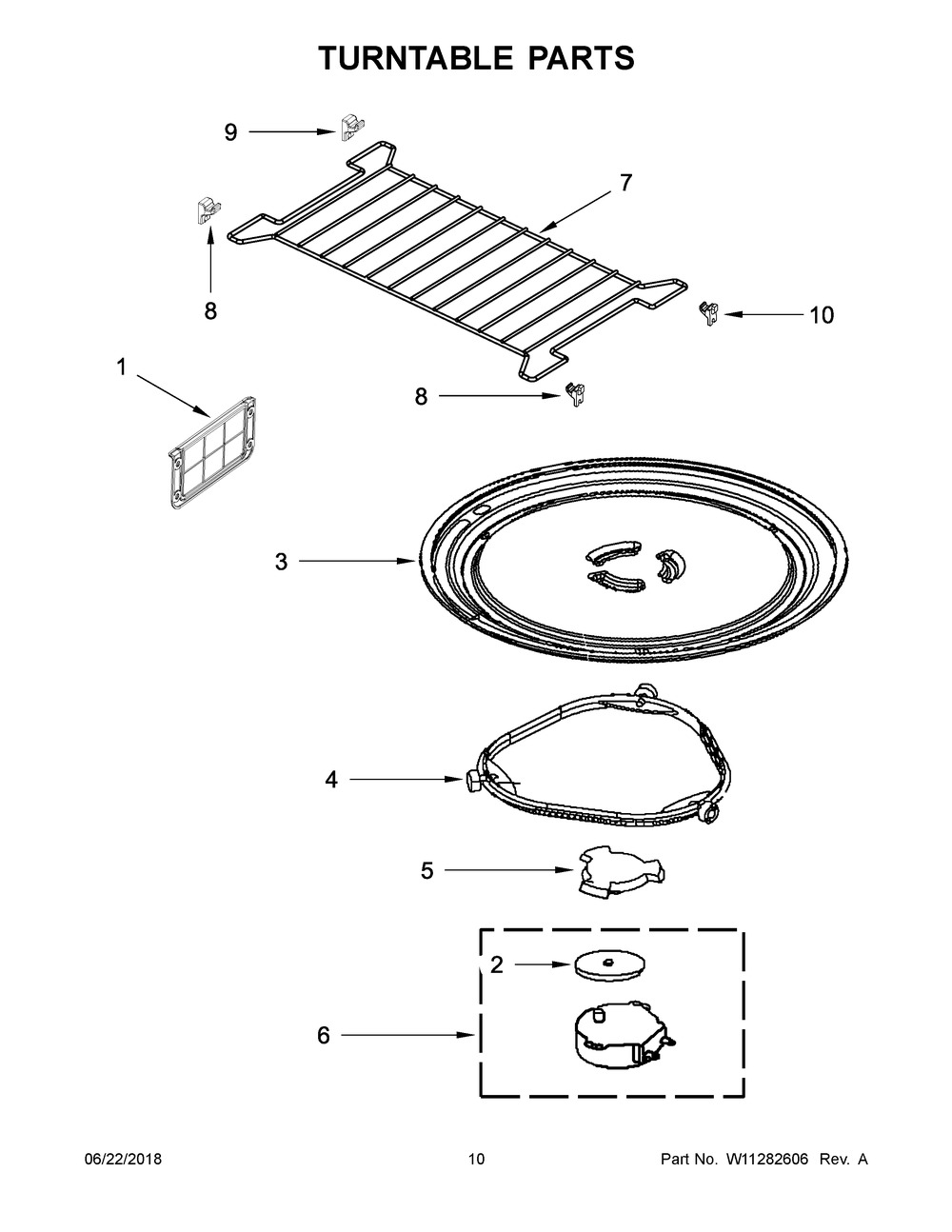 Turntable Parts Diagram and Parts List for WMH32519FB3  Whirlpool Microwave