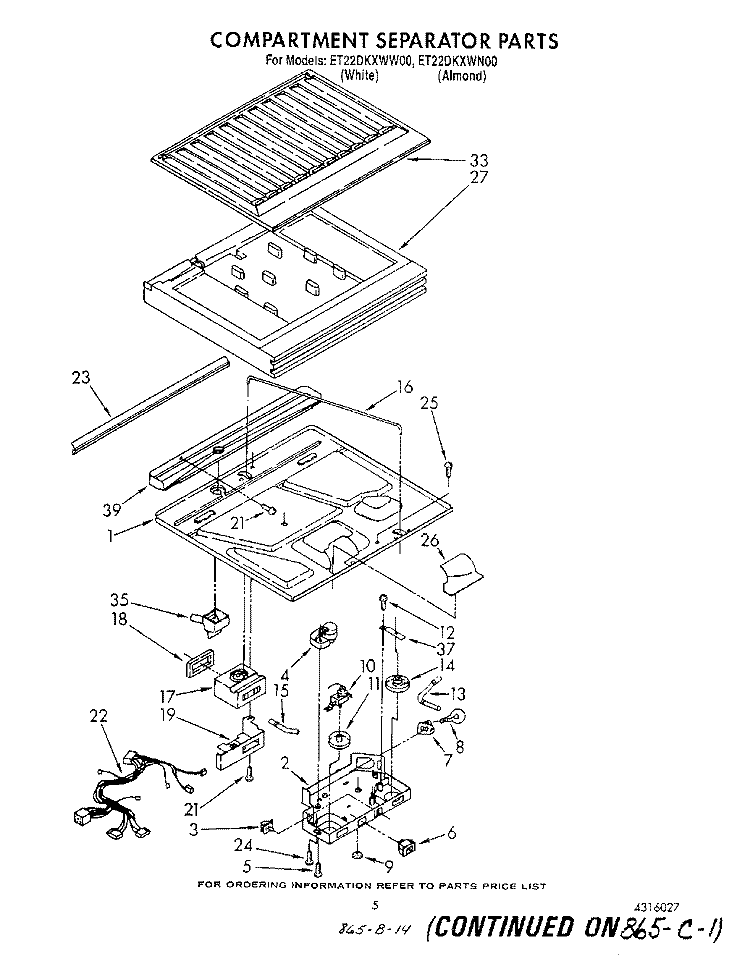 COMPARTMENT SEPARATOR Diagram and Parts List for ET22DKXWW00  Whirlpool Refrigerator