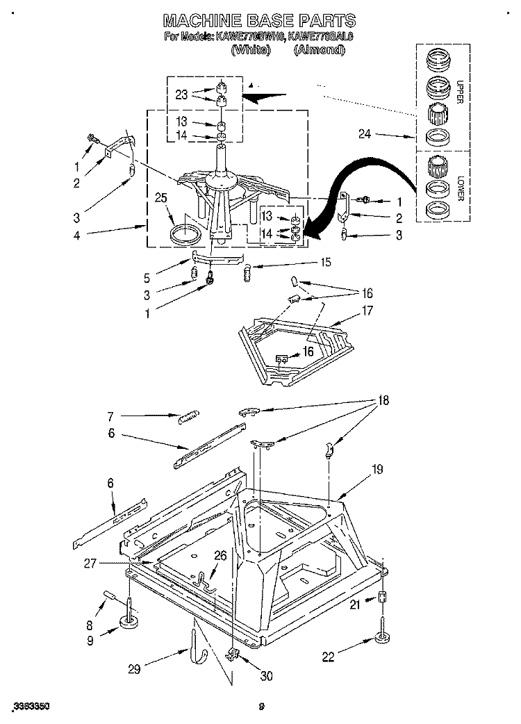 MACHINE BASE Diagram and Parts List for KAWE770BWH0  KitchenAid Washer