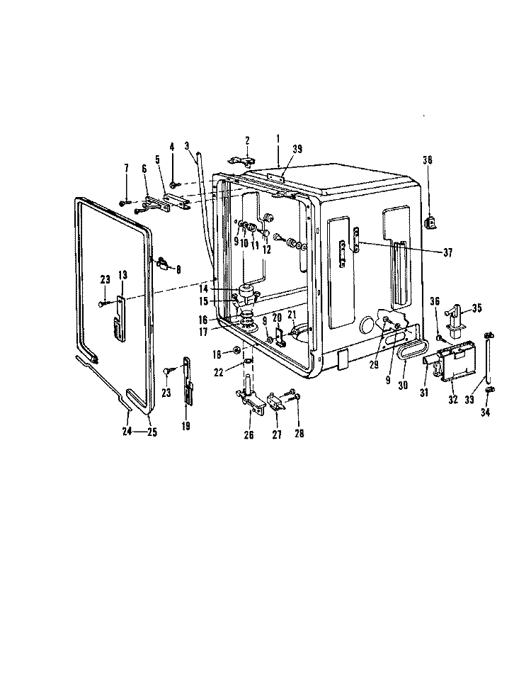 DETERGENT CUP Diagram and Parts List for 8565L10  Roper Dishwasher