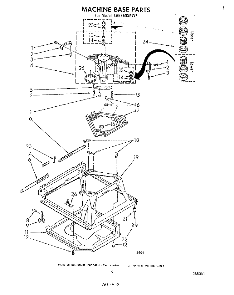 MACHINE BASE Diagram and Parts List for LA5550XPW3  Whirlpool Washer