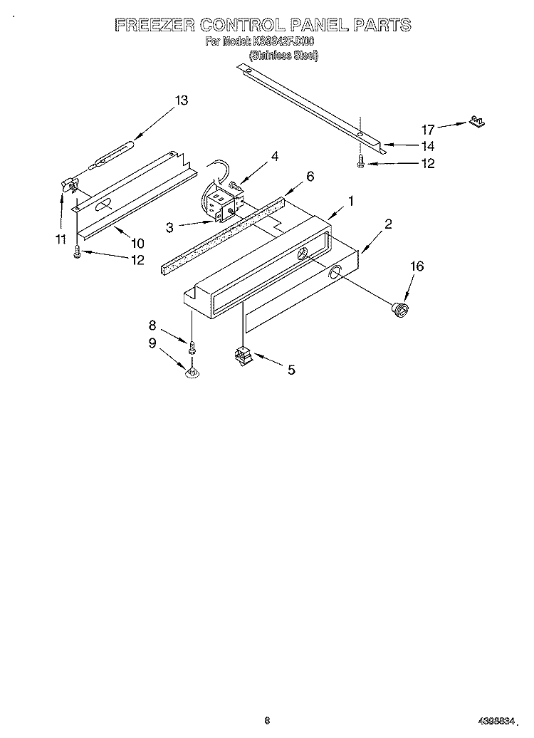 FREEZER CONTROL PANEL Diagram and Parts List for KSSS42FJX00  KitchenAid Refrigerator