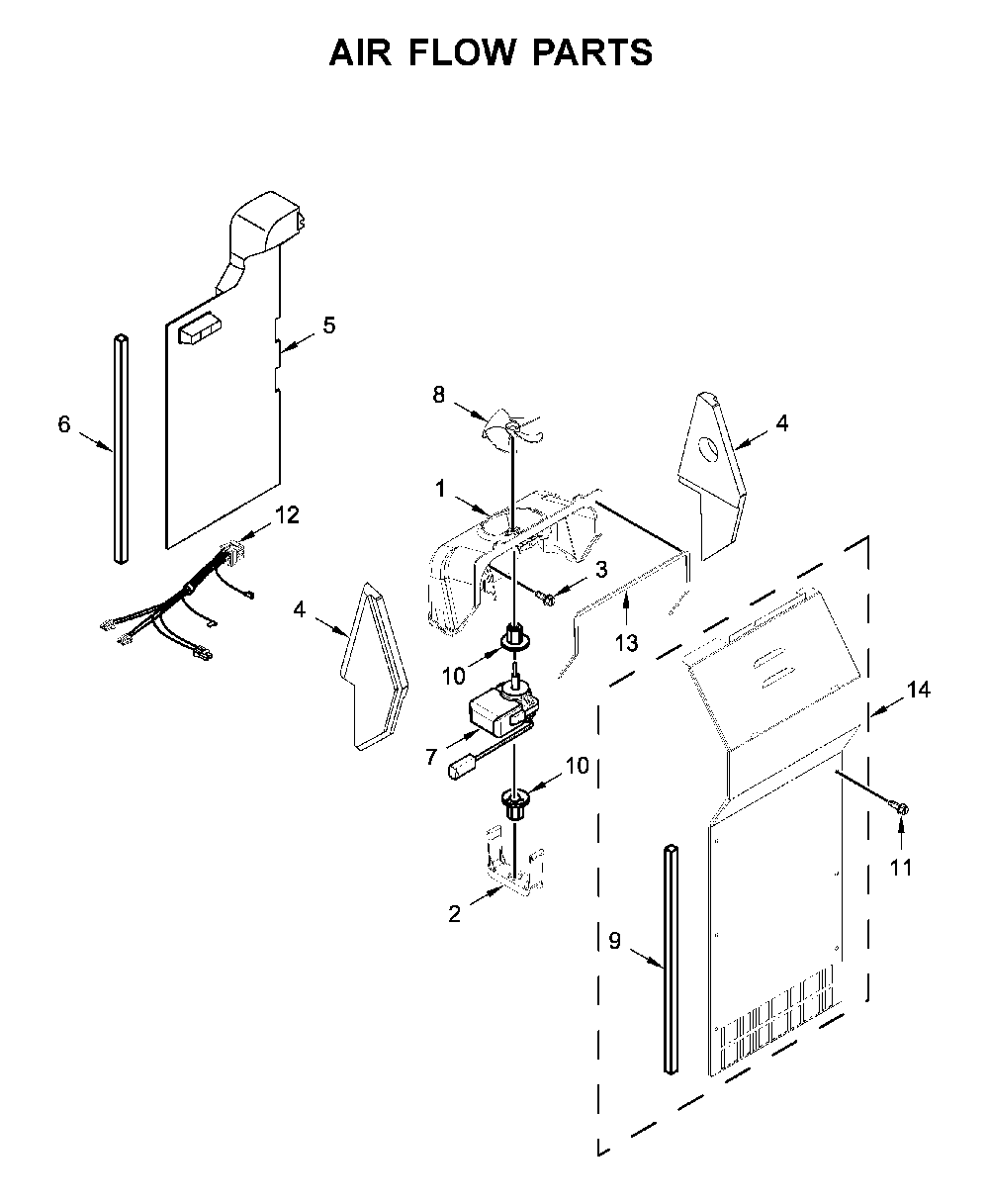 Air flow parts Diagram and Parts List for WRS311SDHM04  Whirlpool Refrigerator