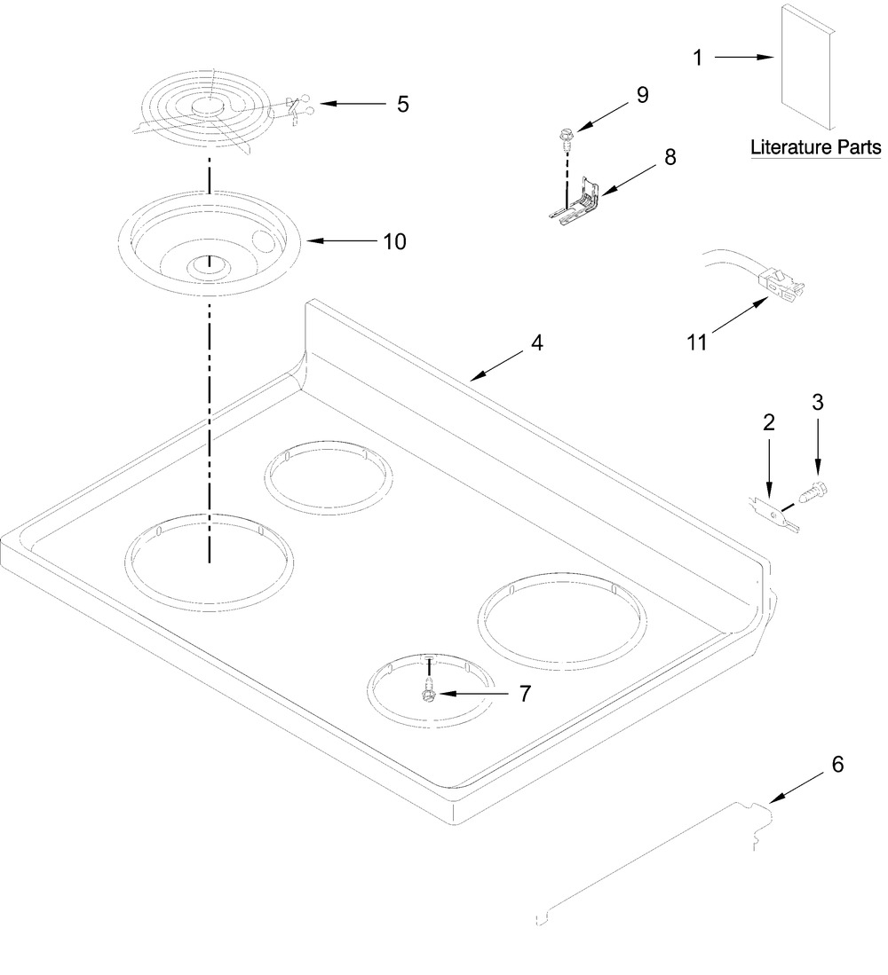 Cooktop Parts Diagram and Parts List for CREW3552RB0  Whirlpool Range