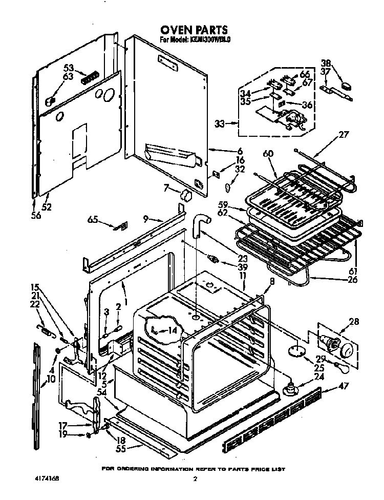 Oven Diagram and Parts List for KEMI300WBL0  KitchenAid Microwave Oven Combo