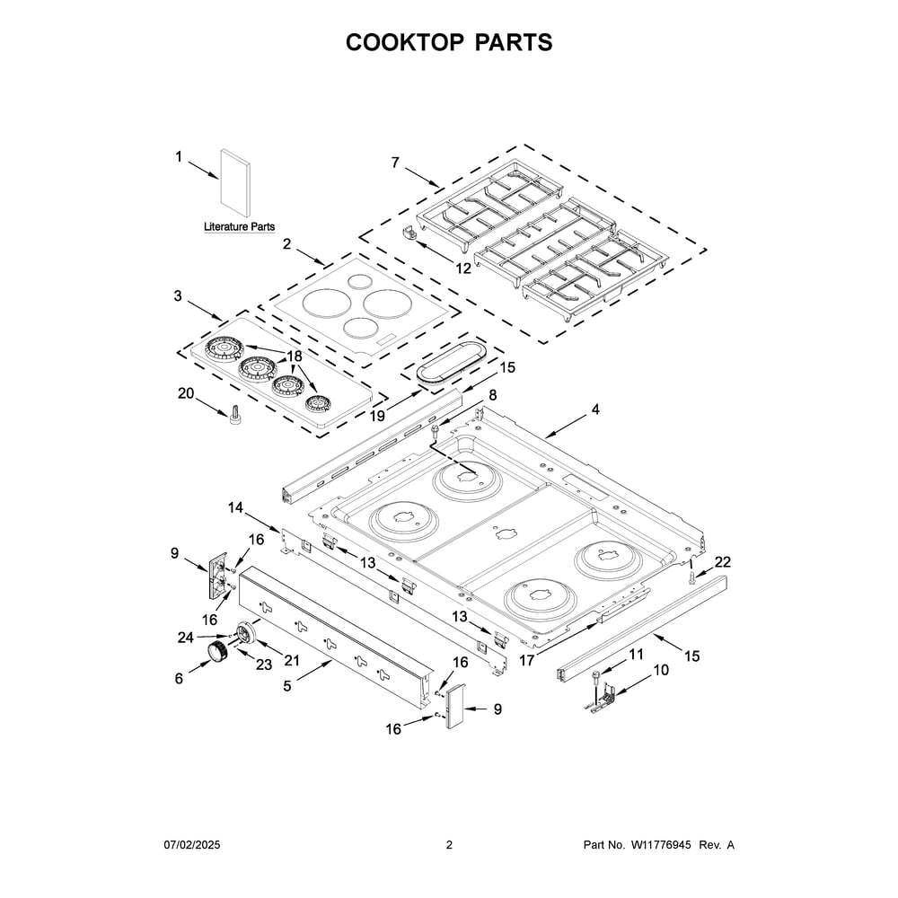 Cooktop Parts Diagram and Parts List for KFGS530SPS0  KitchenAid Range