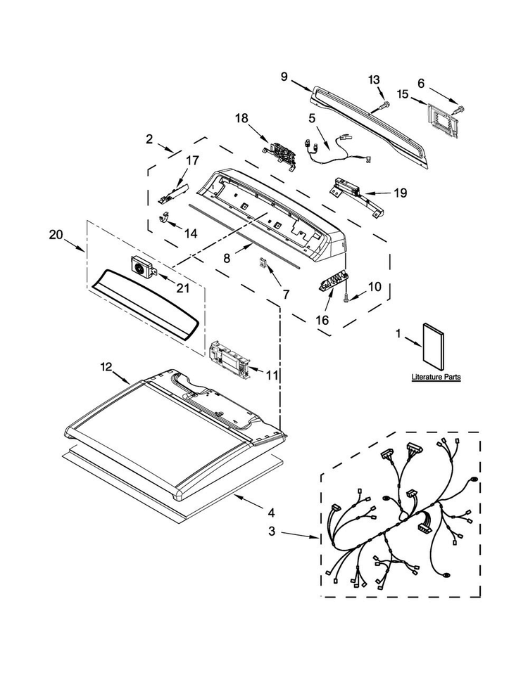 Top And Console Parts Diagram and Parts List for WGD8700EC2  Whirlpool Dryer