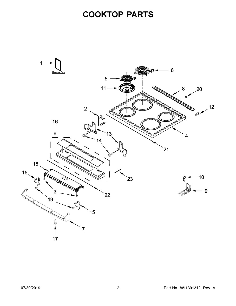 Cooktop Parts Diagram and Parts List for WEC310S0FB4  Whirlpool Range