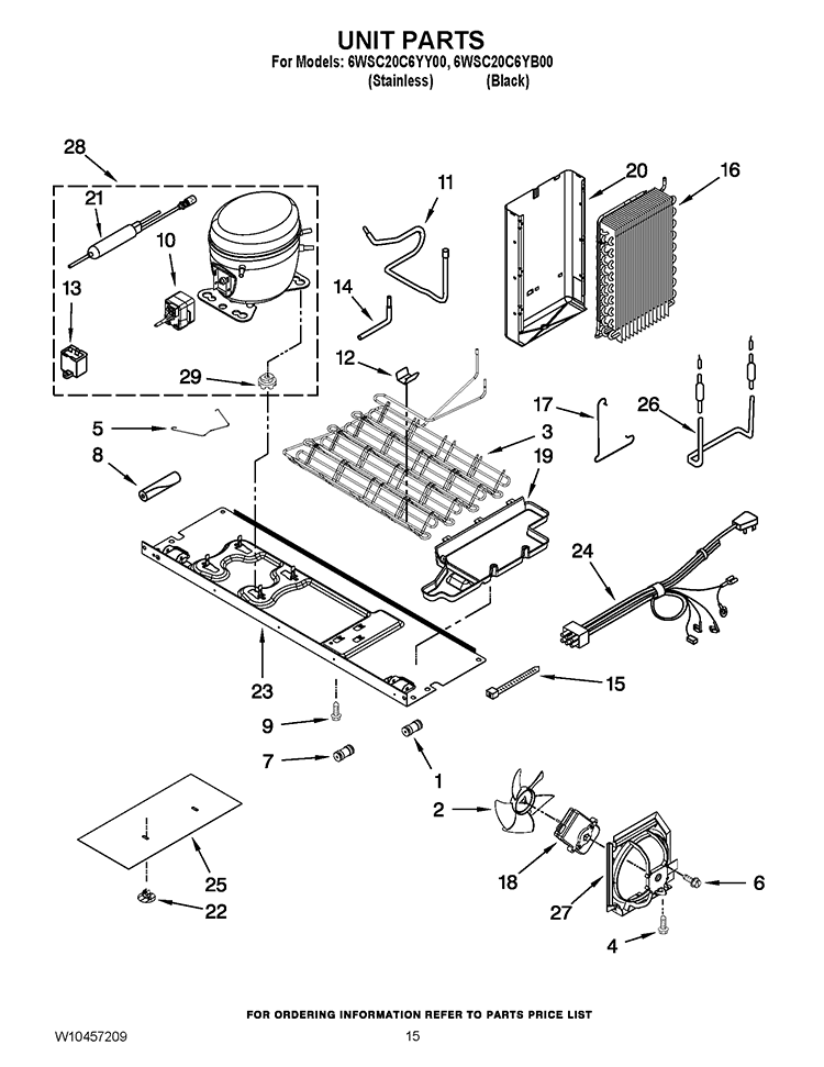 UNIT PARTS Diagram and Parts List for 6WSC20C6YB00  Whirlpool Refrigerator