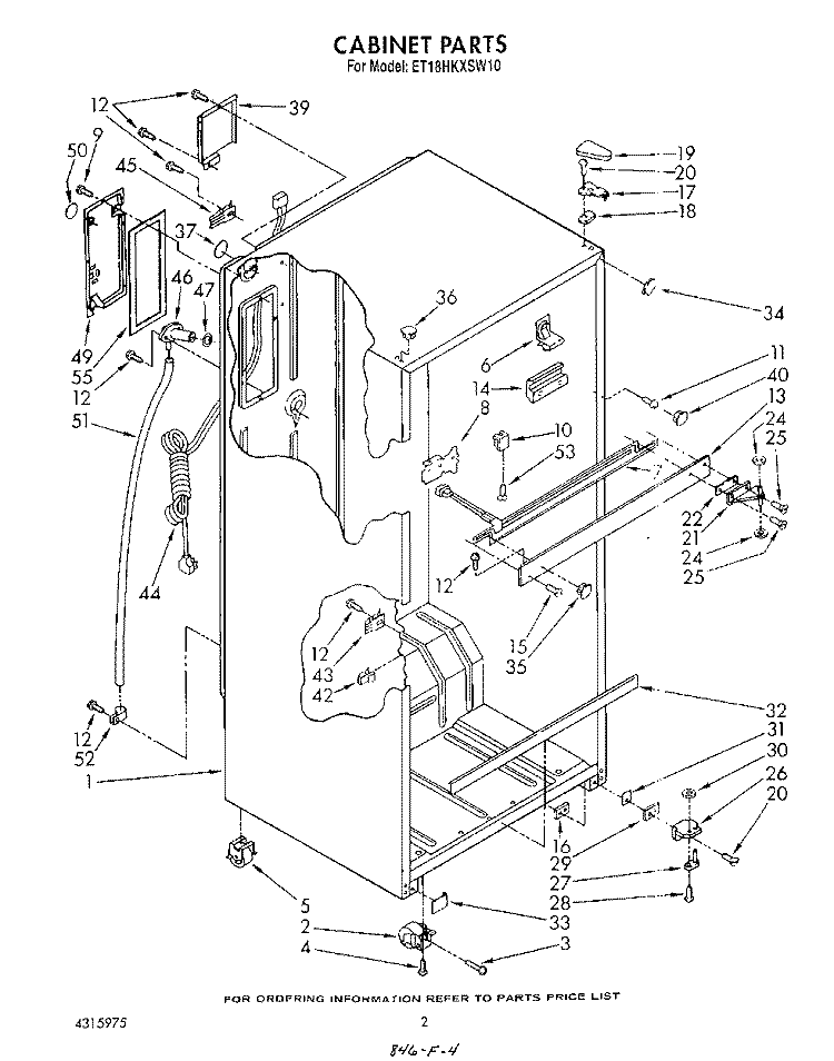 CABINET Diagram and Parts List for ET18HKXSW10  Whirlpool Refrigerator