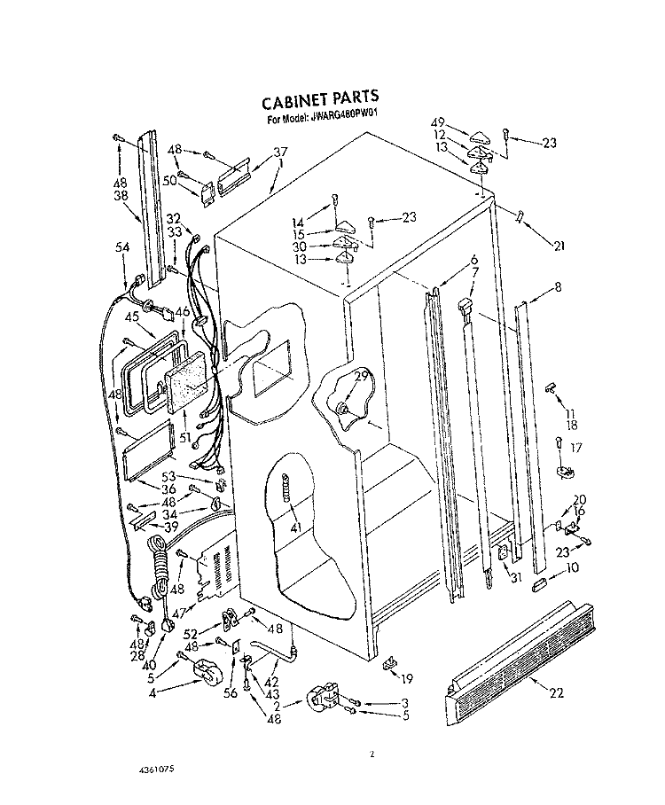 CABINET Diagram and Parts List for JWARG480PW01  Whirlpool Refrigerator