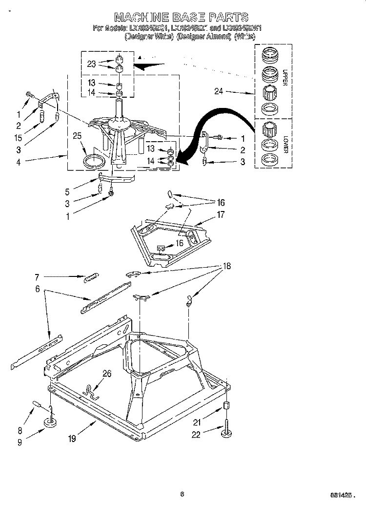 MACHINE BASE Diagram and Parts List for LXR9245EZ1  Whirlpool Washer