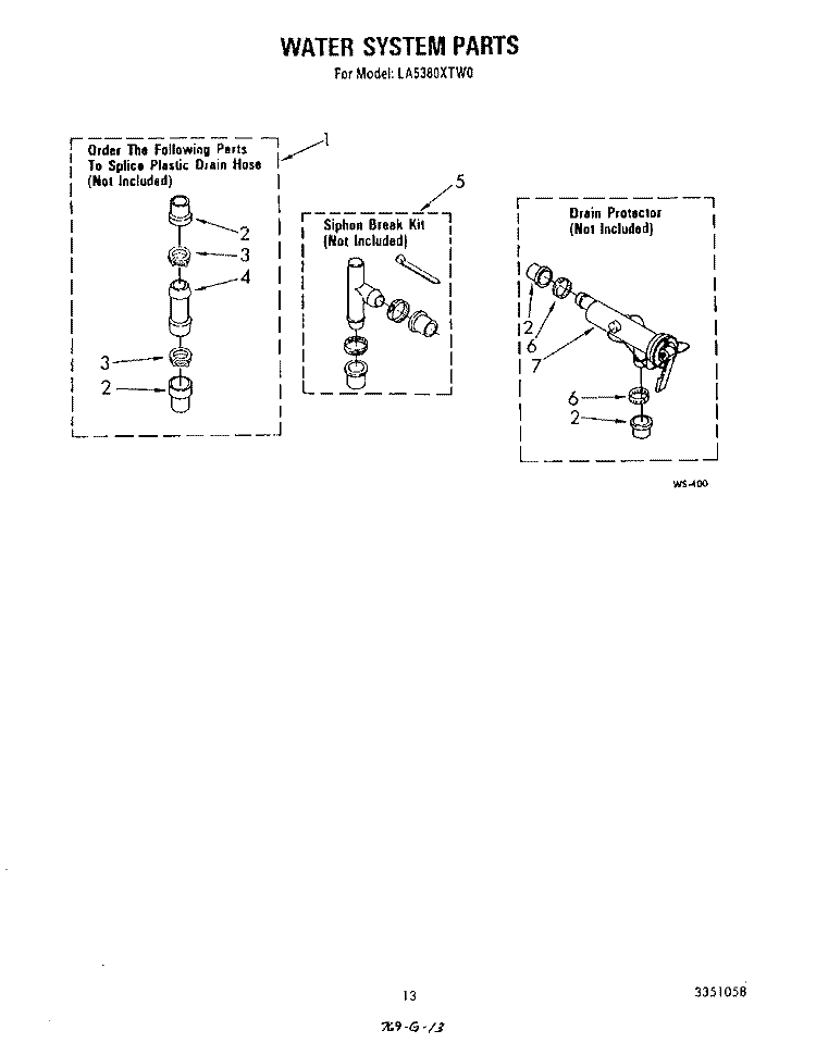 WATER SYSTEM Diagram and Parts List for LA5380XTG0  Whirlpool Washer