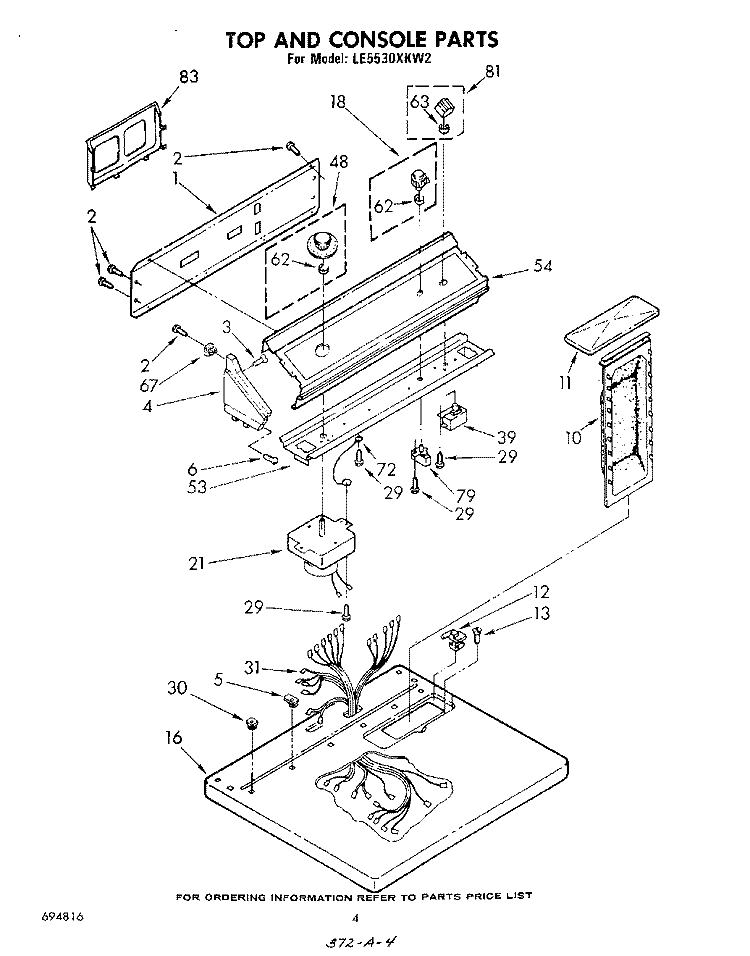 SECTION Diagram and Parts List for LE5530XKW2  Whirlpool Dryer