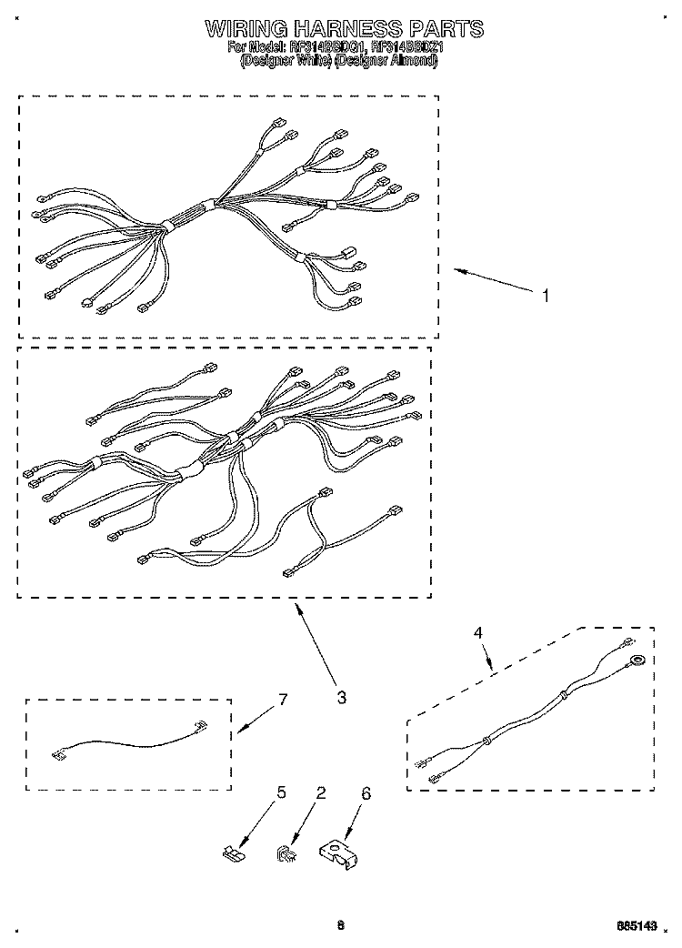 WIRING HARNESS, OPTIONAL Diagram and Parts List for RF314BBDZ1  Whirlpool Range