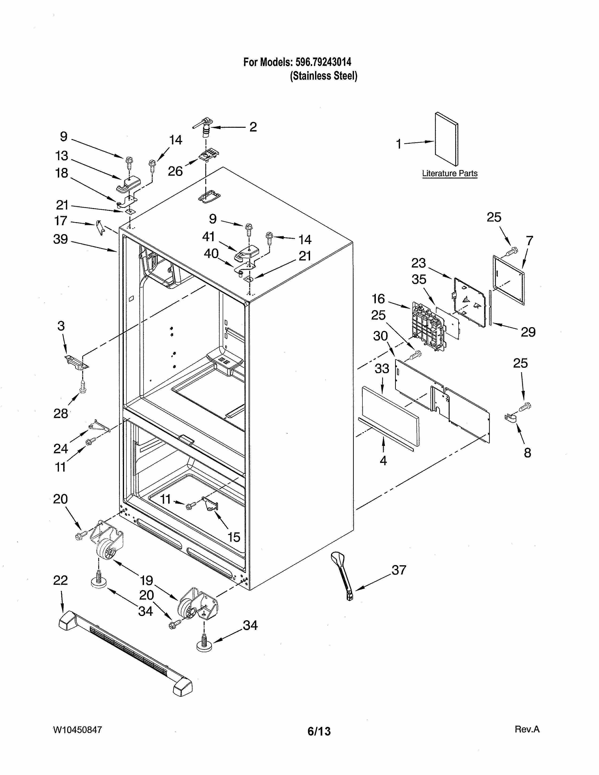 Cabinet Diagram and Parts List for 59679243014  Kenmore Refrigerator
