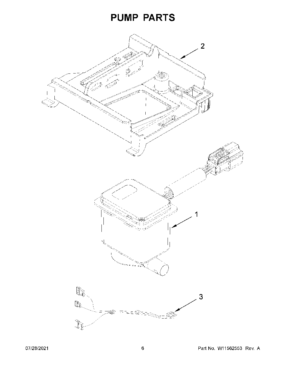 Pump Parts Diagram and Parts List for KUID308HPS01  KitchenAid Ice Maker