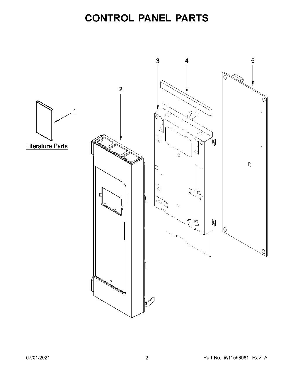 02 - Control Panel Parts Diagram and Parts List for YWMH31017HZ4  Whirlpool Microwave