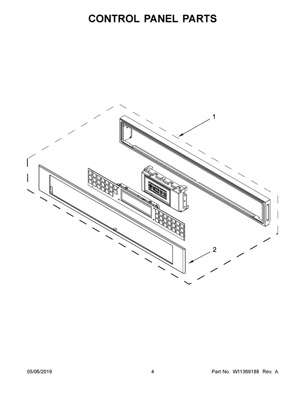 Control Panel Parts Diagram and Parts List for KMBP100ESS03  Whirlpool Microwave
