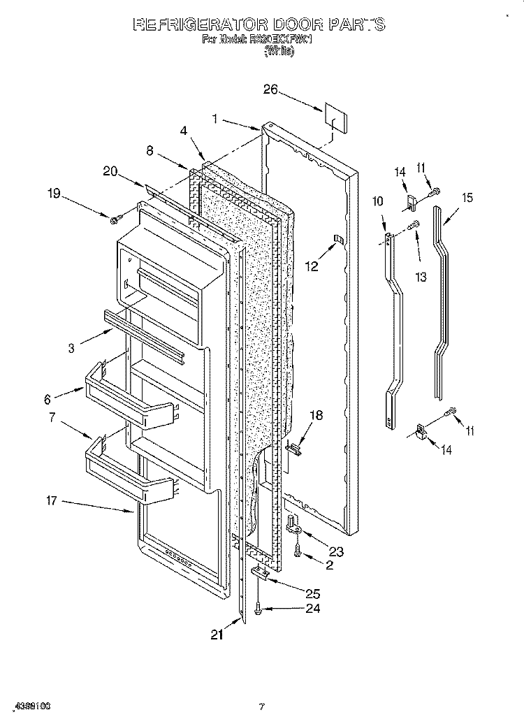REFRIGERATOR DOOR Diagram and Parts List for RS20EKXFW01  Roper Refrigerator