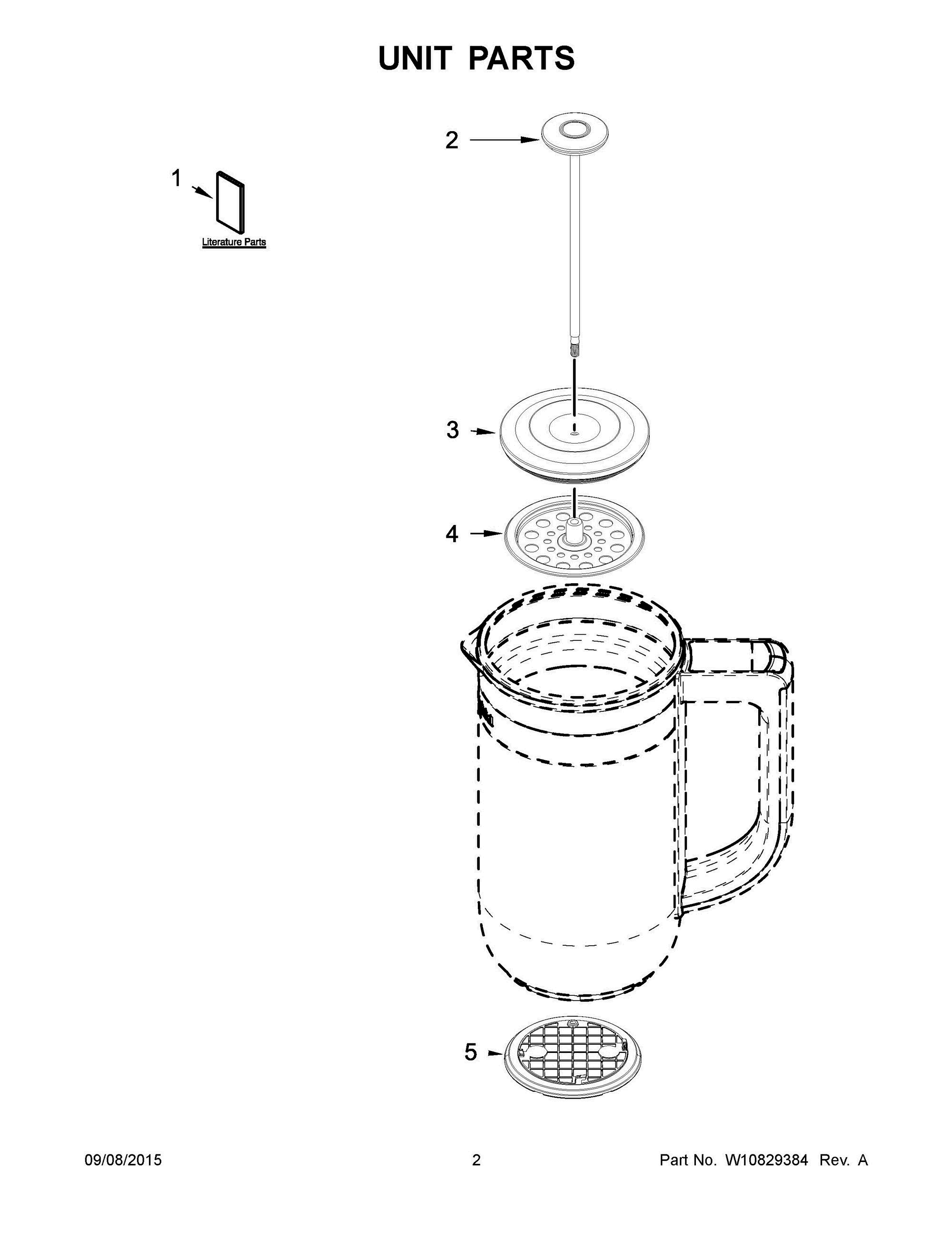 02 - UNIT PARTS Diagram and Parts List for 5KCM0512ESS0  Whirlpool Coffee Maker