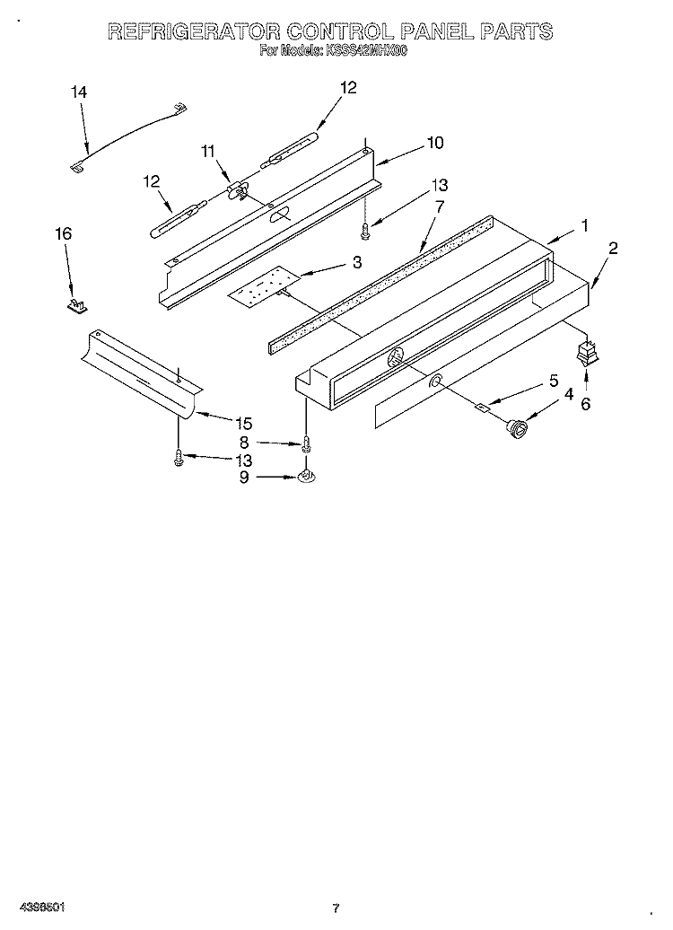 REFRIGERATOR CONTROL PANEL Diagram and Parts List for KSSS42MHX00  KitchenAid Refrigerator