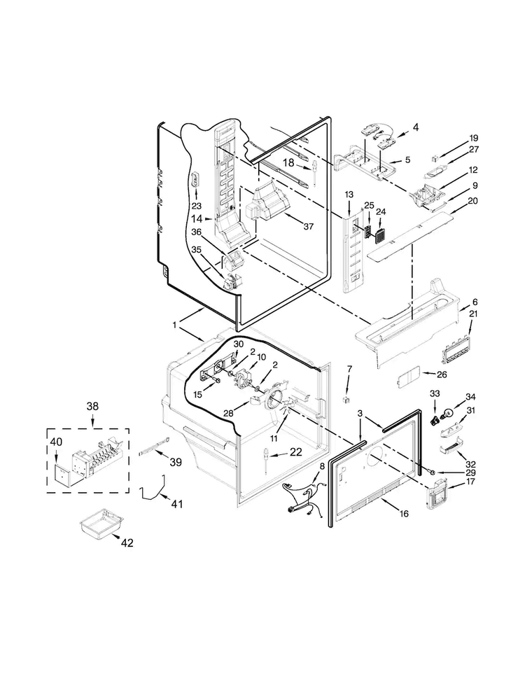 Liner And Icemaker Parts Diagram and Parts List for 10673003511  Kenmore Refrigerator