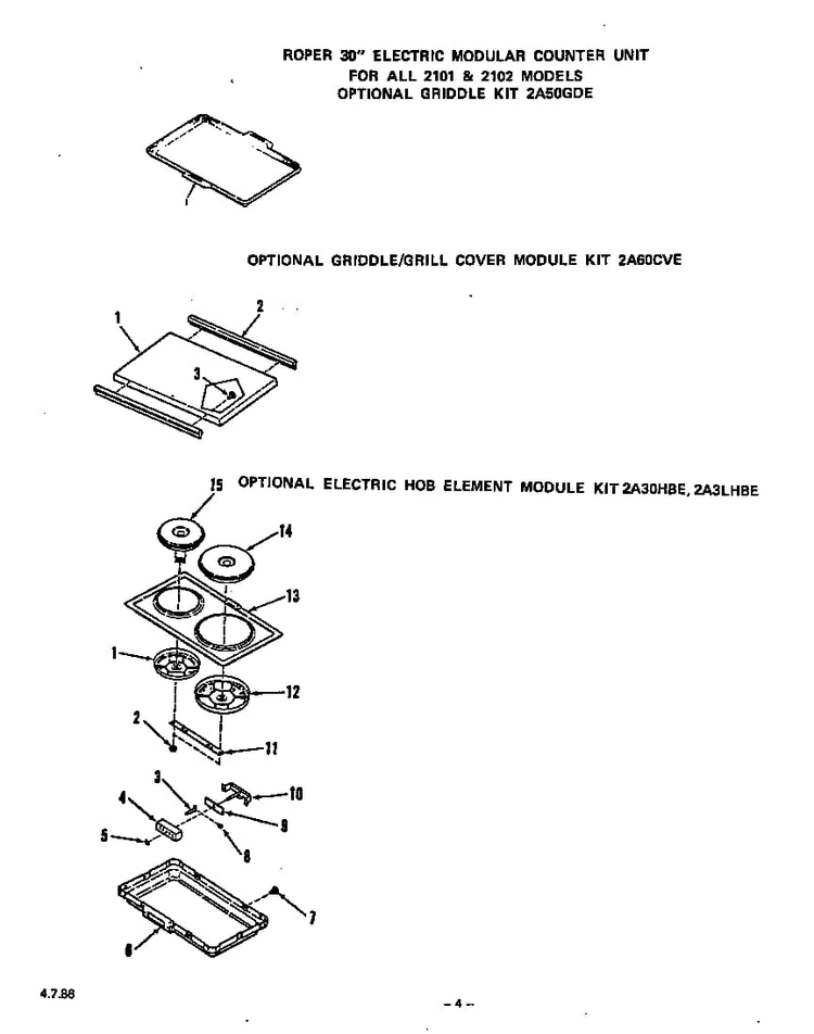 ^griddle Kit Diagram and Parts List for 2102*2E  Roper Range